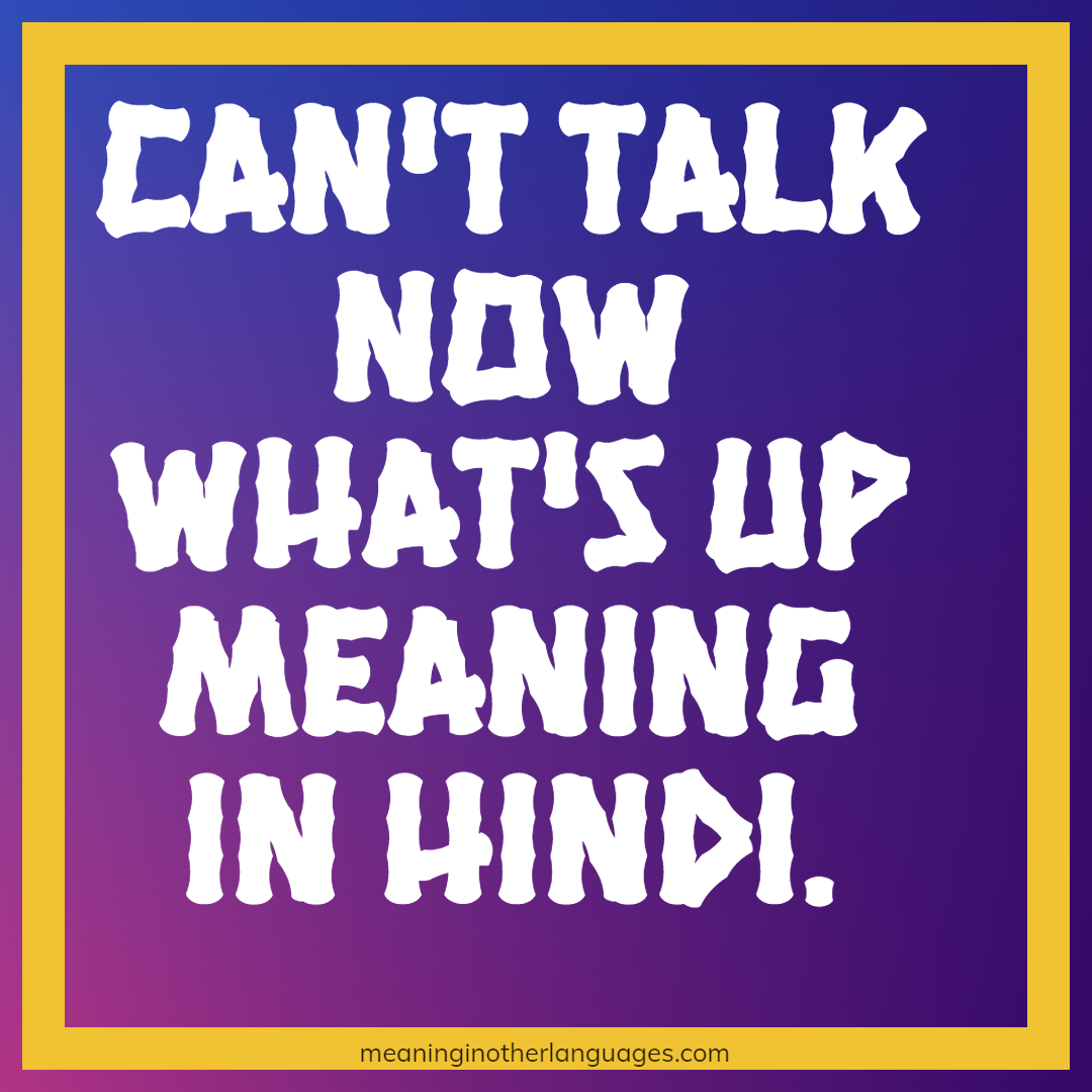 Can't talk now what's up meaning in Hindi